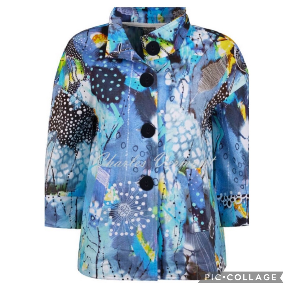 Simply Art by Dolcezza Multicolour Art to Wear Button Blazer